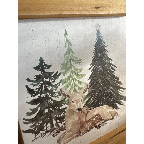 Christmas Tree Shops deer trees painting on easel - Picture 3 of 10